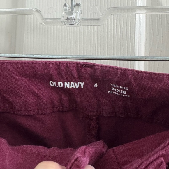 Old Navy High-Rise Pixie Burgundy Pants - Picture 3 of 6